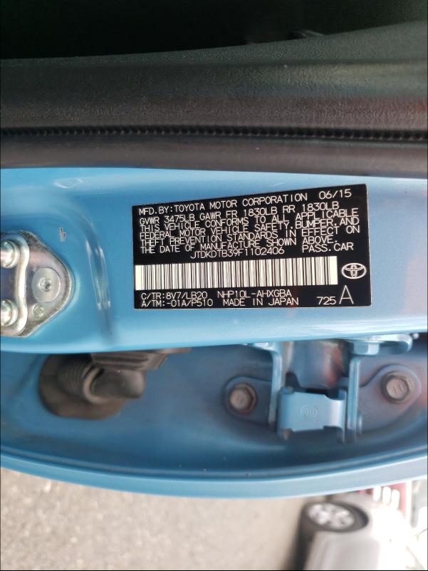 Photo 9 VIN: JTDKDTB39F1102406 - TOYOTA PRIUS C 