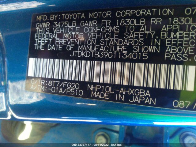 Photo 8 VIN: JTDKDTB39G1134015 - TOYOTA PRIUS C 