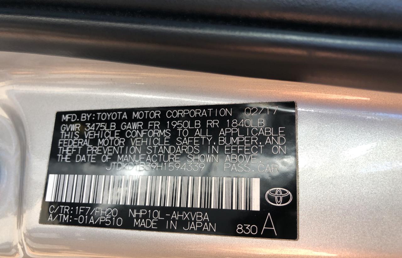 Photo 9 VIN: JTDKDTB39H1594339 - TOYOTA PRIUS C 