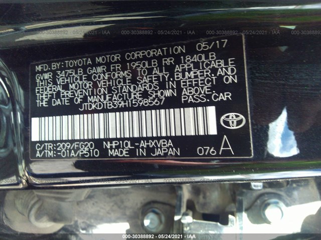 Photo 8 VIN: JTDKDTB39H1598567 - TOYOTA PRIUS C 