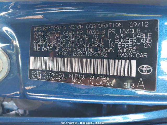 Photo 8 VIN: JTDKDTB3XC1022382 - TOYOTA PRIUS C 