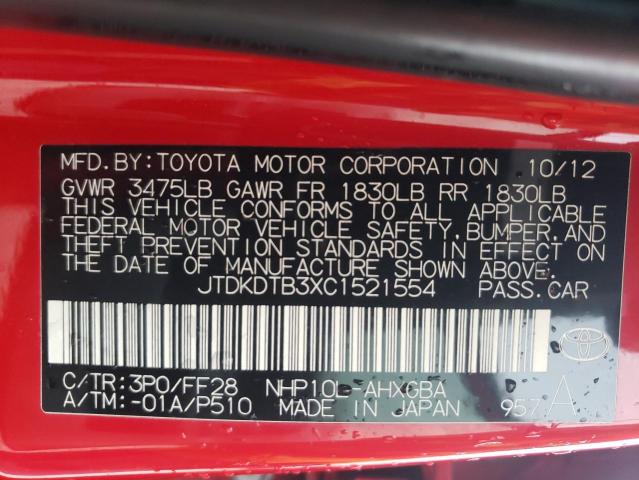 Photo 11 VIN: JTDKDTB3XC1521554 - TOYOTA ALL OTHER 