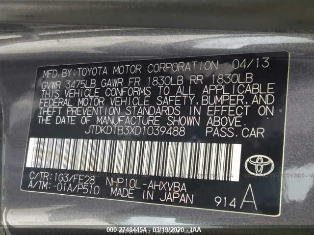 Photo 8 VIN: JTDKDTB3XD1039488 - TOYOTA PRIUS C 