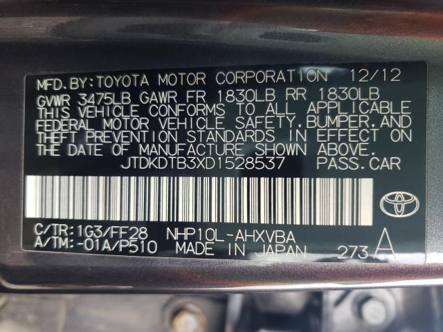 Photo 9 VIN: JTDKDTB3XD1528537 - TOYOTA PRIUS C 