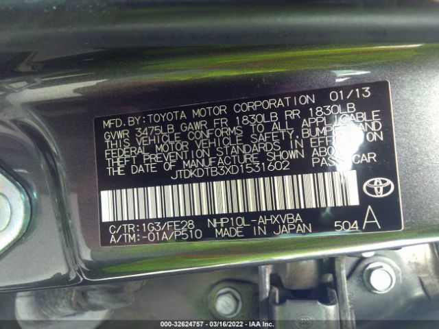 Photo 8 VIN: JTDKDTB3XD1531602 - TOYOTA PRIUS C 