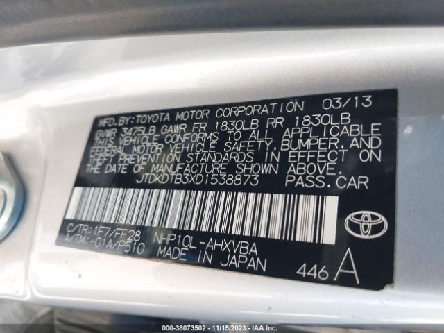 Photo 8 VIN: JTDKDTB3XD1538873 - TOYOTA PRIUS C 