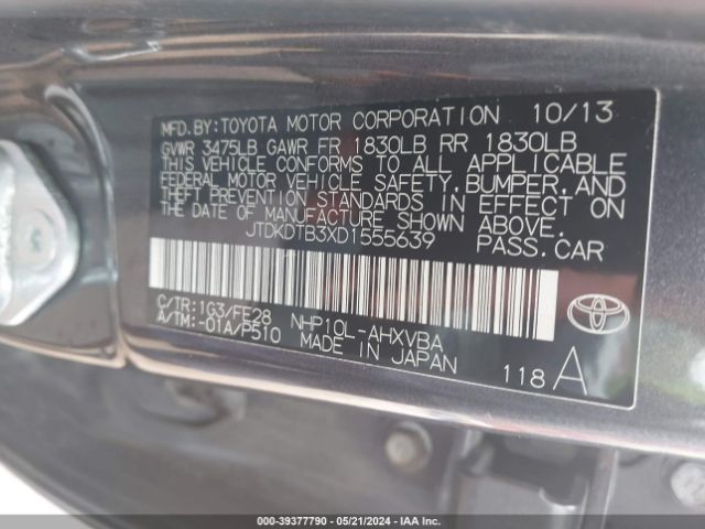 Photo 8 VIN: JTDKDTB3XD1555639 - TOYOTA PRIUS C 