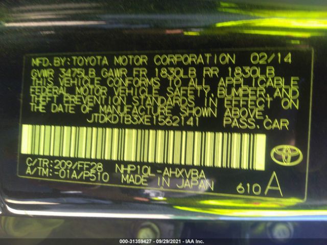 Photo 8 VIN: JTDKDTB3XE1562141 - TOYOTA PRIUS 