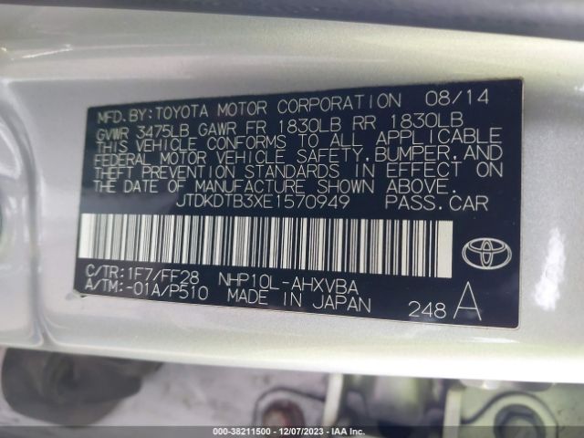 Photo 8 VIN: JTDKDTB3XE1570949 - TOYOTA PRIUS C 