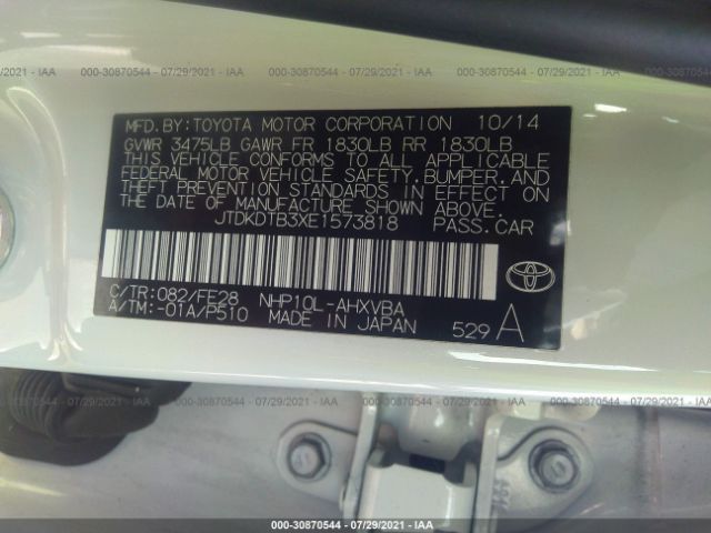 Photo 8 VIN: JTDKDTB3XE1573818 - TOYOTA PRIUS C 