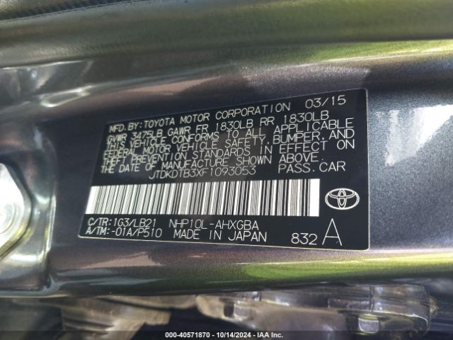 Photo 8 VIN: JTDKDTB3XF1093053 - TOYOTA PRIUS C 