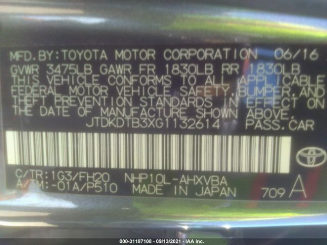 Photo 8 VIN: JTDKDTB3XG1132614 - TOYOTA PRIUS C 