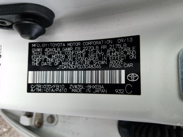 Photo 9 VIN: JTDKN3DP0D3048346 - TOYOTA PRIUS PLUG 