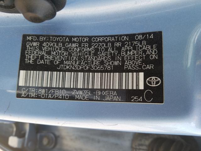 Photo 9 VIN: JTDKN3DP0F3065781 - TOYOTA PRIUS PLUG 