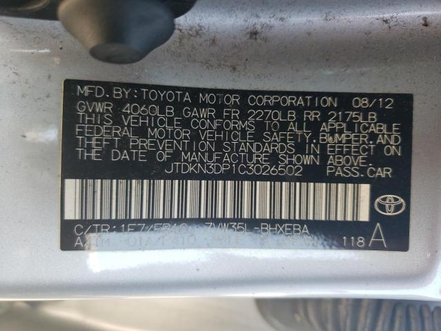 Photo 12 VIN: JTDKN3DP1C3026502 - TOYOTA PRIUS PLUG 