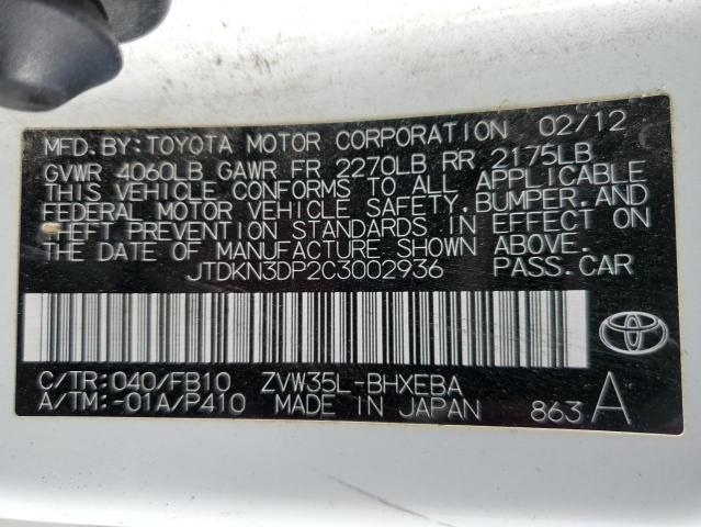 Photo 11 VIN: JTDKN3DP2C3002936 - TOYOTA PRIUS PLUG 