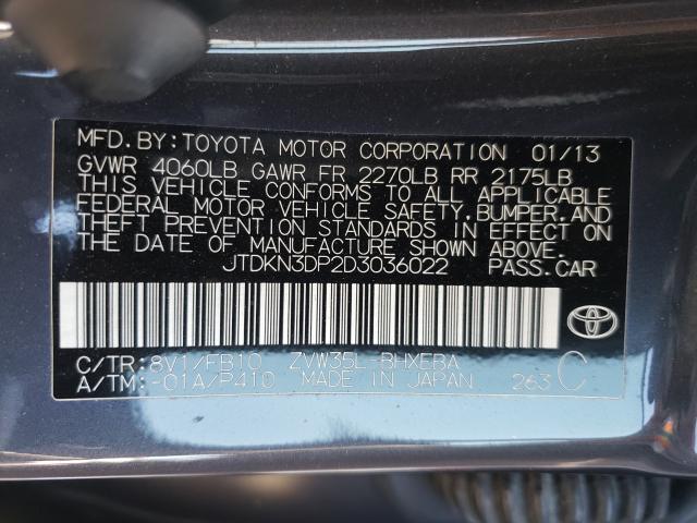 Photo 9 VIN: JTDKN3DP2D3036022 - TOYOTA PRIUS PLUG 