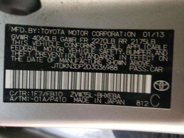 Photo 9 VIN: JTDKN3DP2D3036988 - TOYOTA PRIUS PLUG 