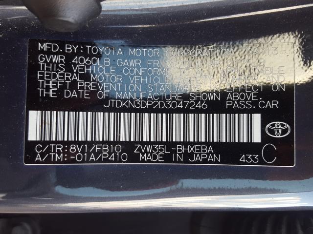 Photo 9 VIN: JTDKN3DP2D3047246 - TOYOTA PRIUS PLUG 