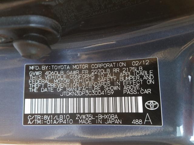 Photo 9 VIN: JTDKN3DP3C3004159 - TOYOTA PRIUS PLUG 