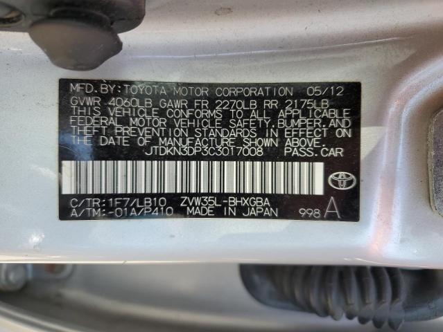 Photo 12 VIN: JTDKN3DP3C3017008 - TOYOTA PRIUS PLUG 