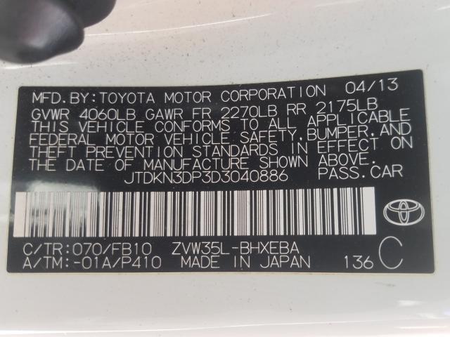 Photo 9 VIN: JTDKN3DP3D3040886 - TOYOTA PRIUS PLUG 