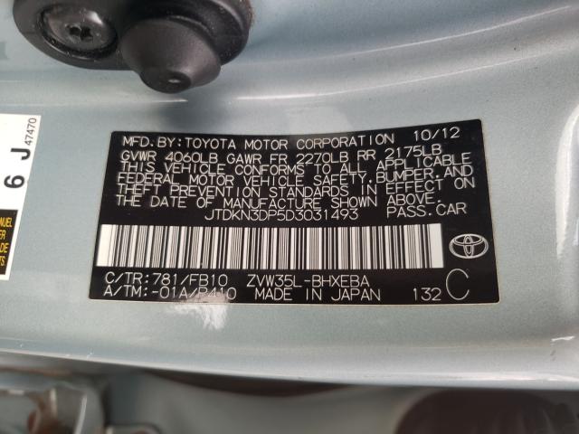 Photo 9 VIN: JTDKN3DP5D3031493 - TOYOTA PRIUS PLUG 