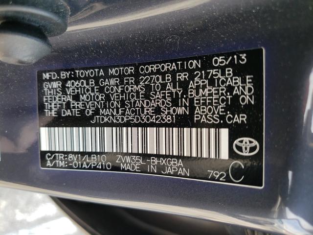 Photo 9 VIN: JTDKN3DP5D3042381 - TOYOTA PRIUS PLUG 