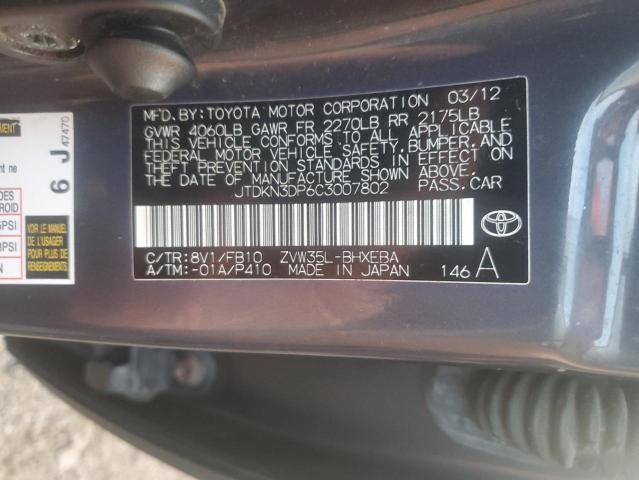 Photo 11 VIN: JTDKN3DP6C3007802 - TOYOTA PRIUS PLUG 