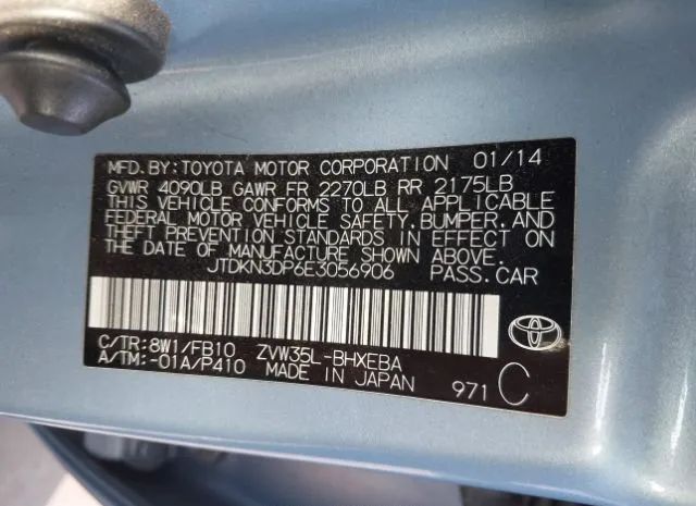 Photo 8 VIN: JTDKN3DP6E3056906 - TOYOTA PRIUS 