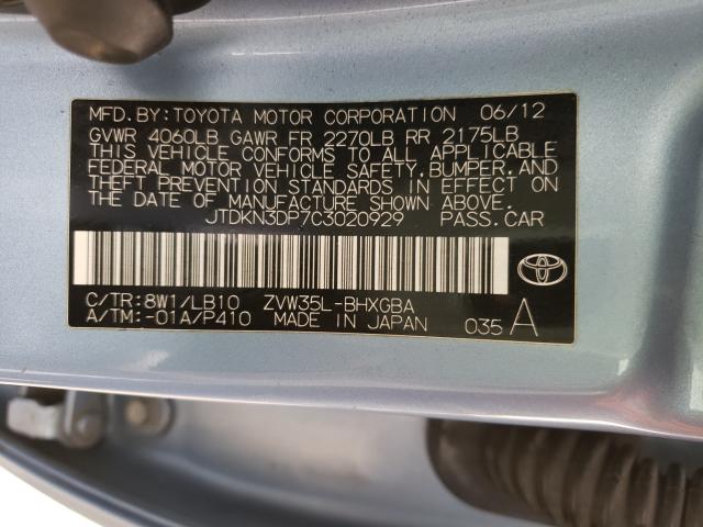 Photo 9 VIN: JTDKN3DP7C3020929 - TOYOTA PRIUS PLUG 