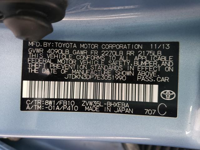 Photo 9 VIN: JTDKN3DP7E3051990 - TOYOTA PRIUS PLUG 