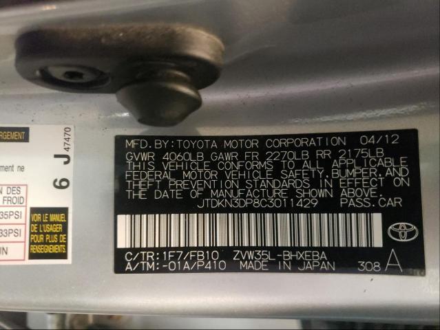 Photo 9 VIN: JTDKN3DP8C3011429 - TOYOTA PRIUS PLUG 