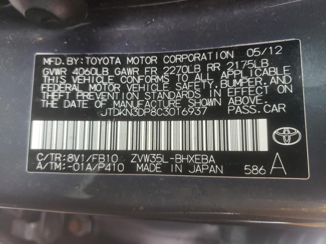 Photo 9 VIN: JTDKN3DP8C3016937 - TOYOTA PRIUS PLUG 