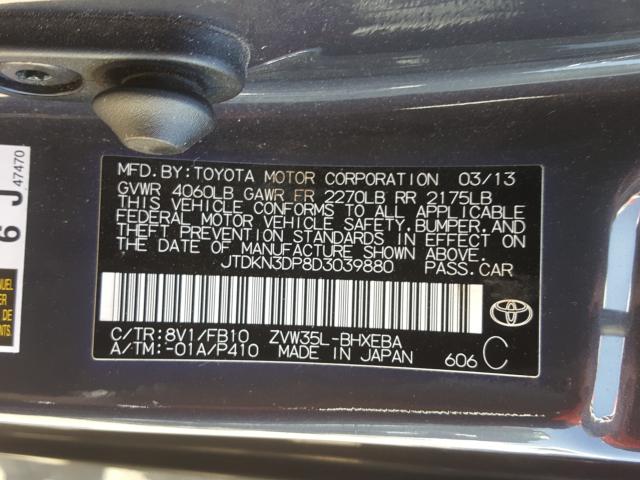 Photo 9 VIN: JTDKN3DP8D3039880 - TOYOTA PRIUS PLUG 