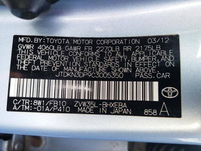 Photo 9 VIN: JTDKN3DP9C3005350 - TOYOTA PRIUS PLUG 