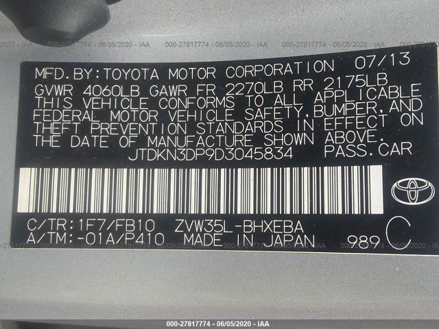 Photo 8 VIN: JTDKN3DP9D3045834 - TOYOTA PRIUS PLUG-IN 