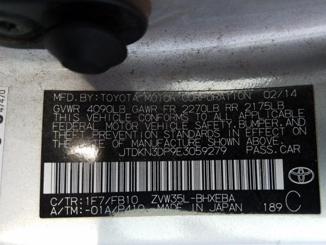 Photo 9 VIN: JTDKN3DP9E3059279 - TOYOTA PRIUS PLUG 