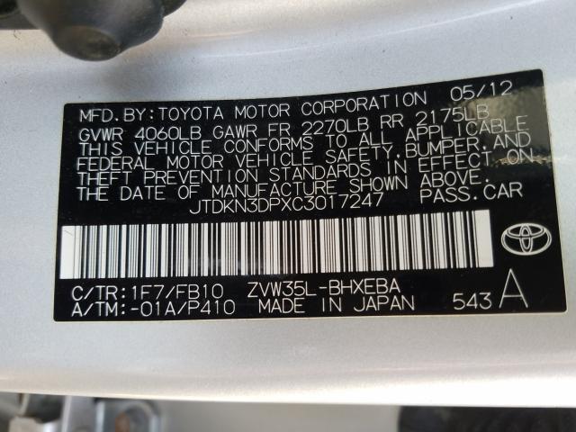 Photo 9 VIN: JTDKN3DPXC3017247 - TOYOTA PRIUS PLUG 