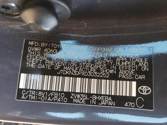 Photo 11 VIN: JTDKN3DPXD3032252 - TOYOTA PRIUS PLUG 