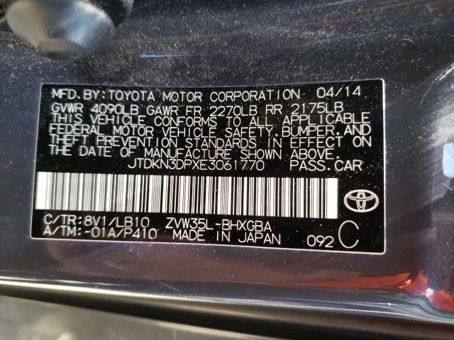 Photo 9 VIN: JTDKN3DPXE3061770 - TOYOTA PRIUS PLUG 