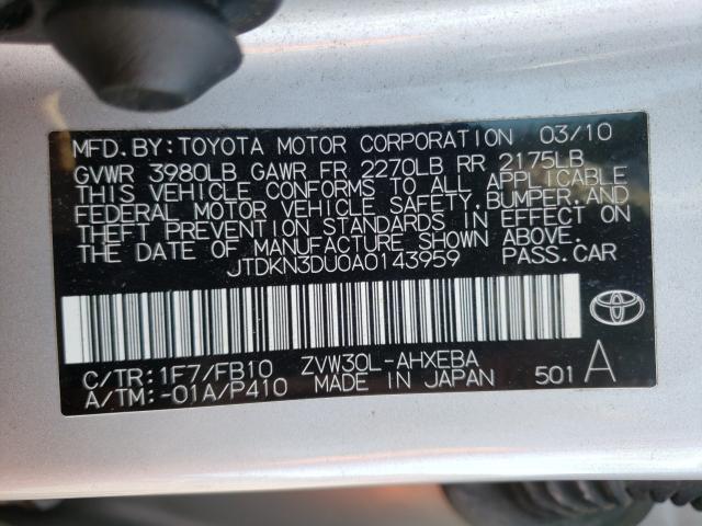 Photo 9 VIN: JTDKN3DU0A0143959 - TOYOTA PRIUS 