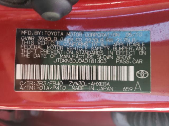 Photo 9 VIN: JTDKN3DU0A0181403 - TOYOTA PRIUS 