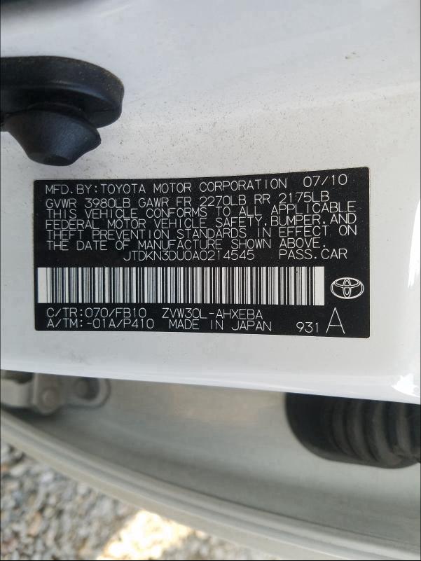 Photo 9 VIN: JTDKN3DU0A0214545 - TOYOTA PRIUS 