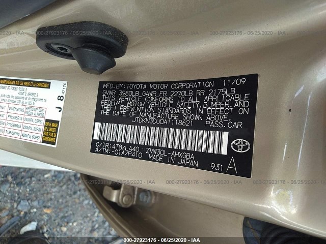 Photo 8 VIN: JTDKN3DU0A1118621 - TOYOTA PRIUS 