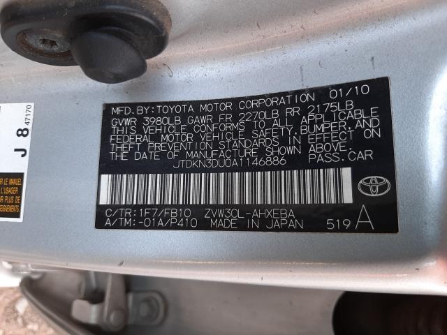 Photo 9 VIN: JTDKN3DU0A1146886 - TOYOTA PRIUS 