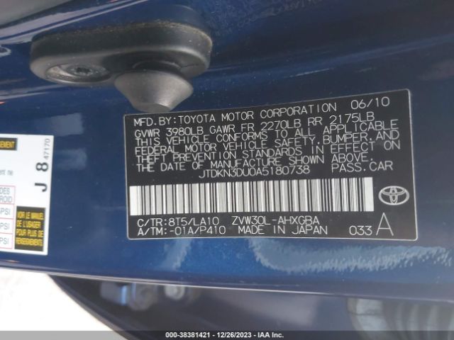 Photo 8 VIN: JTDKN3DU0A5180738 - TOYOTA PRIUS 