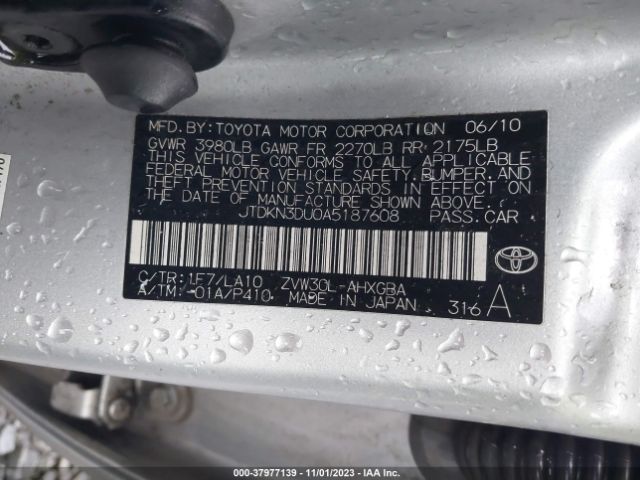 Photo 8 VIN: JTDKN3DU0A5187608 - TOYOTA PRIUS 