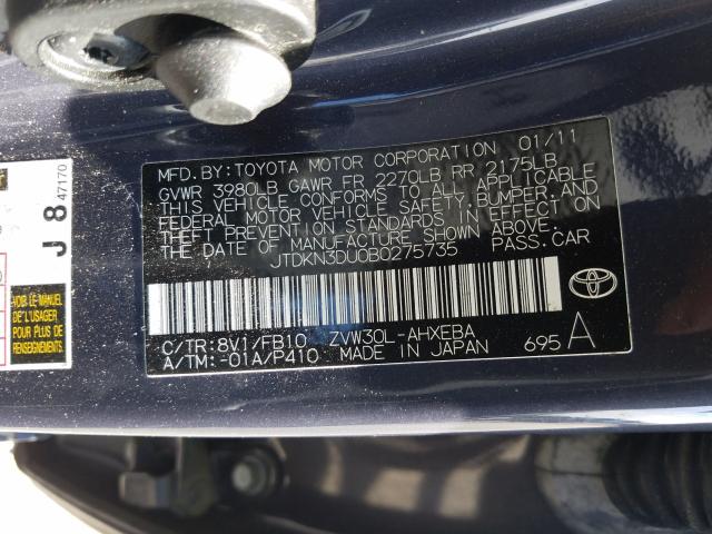 Photo 9 VIN: JTDKN3DU0B0275735 - TOYOTA PRIUS 