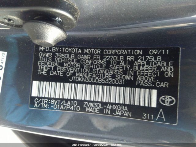 Photo 8 VIN: JTDKN3DU0B5320031 - TOYOTA PRIUS 